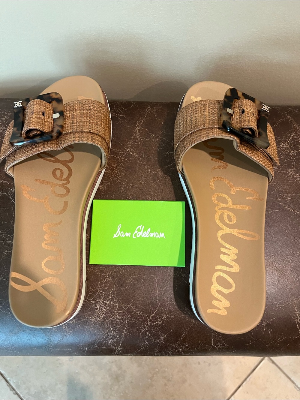 Sam Edelman Brown Woven Buckle Slide Sandals - Picture 4 of 7